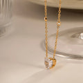 Dainty Gold Heart Necklace for Women Sparkling Cubic Zirconia Pendant Tarnish-Free Stainless Steel Everyday Chain Jewelry