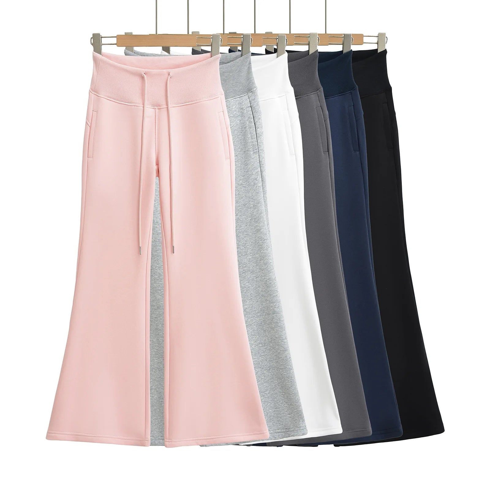 Women's High Waist Tummy Control Flare Pants Drawstring Thermal Soft Comfort Cotton Seamless Spandex XL Size Running Exercise