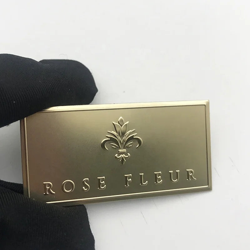 Custom Self Adhesive Metal logo Matte Gold Embossed Stickers Perfume Bottle Labels