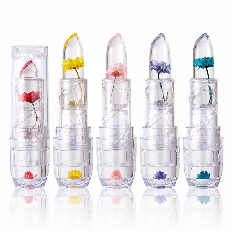 Organic Lipstick Crystal Jelly Flower Luminous Lipstick Gel Lip Balm Transparent Oem Custom Moisturizing Natural Female 6 Colors