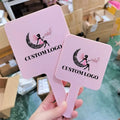 square Makeup Mirror Wholesale pink Handle Mirror Make up Print Your logo Handle Mirror