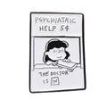 Trendy Wholesale Letter Psychiatric Help Brooch Cute Cartoon Anime Badge Metal Enamel Lapel Pin Hat Bag