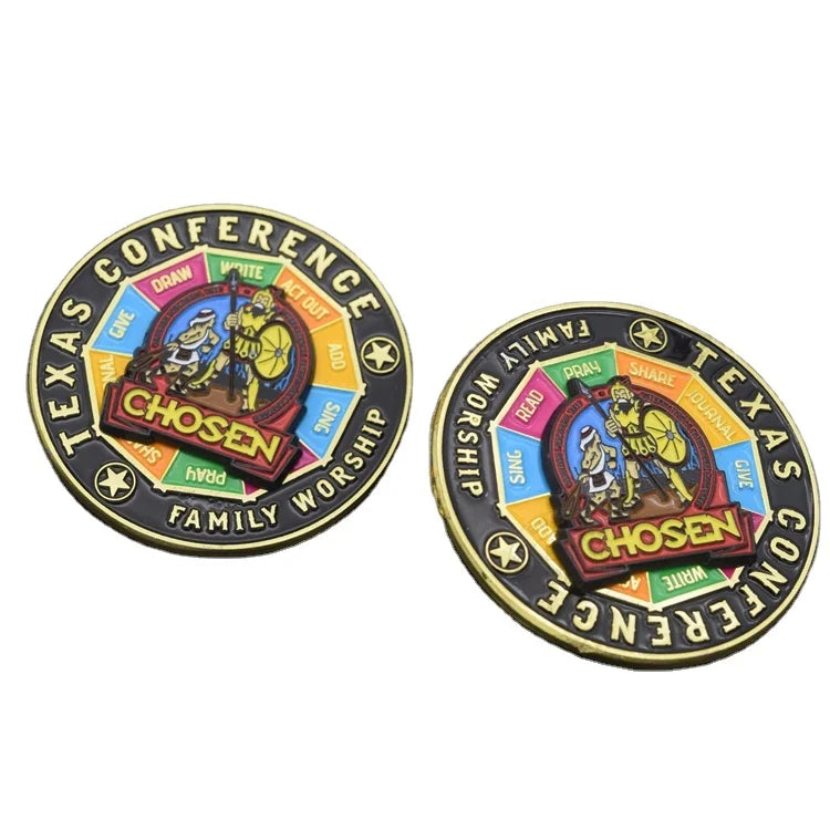 Hot Sale Spinner Rotatable TEXAS CONFERENCE Family Worship Fortune Wheel Chosen Soft Enamel Pin Gold Plated Fashion Pin Badges