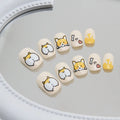 Children False Nails 24 Pieces Per Box ABS Material Cute Corgi Square Shape Press-On Nails for Finger Use