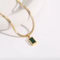 Yiwu DAICY Minimalist Green Diamond Necklace Stainless Steel Snake Chain Dainty Emerald Gemstone Necklace for Girlfriend Gift