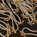 Dainty Love Heart Necklace Stainless Steel Angel Wing Heart Pendant 18K Gold Plated Baroque Pearl Chain Vintage Necklace