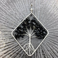HZ Factory Directly Wholesale Natural Black Obsidian Chips Tree of Life Necklace Pendant Palm Healing Crystals Jewelry