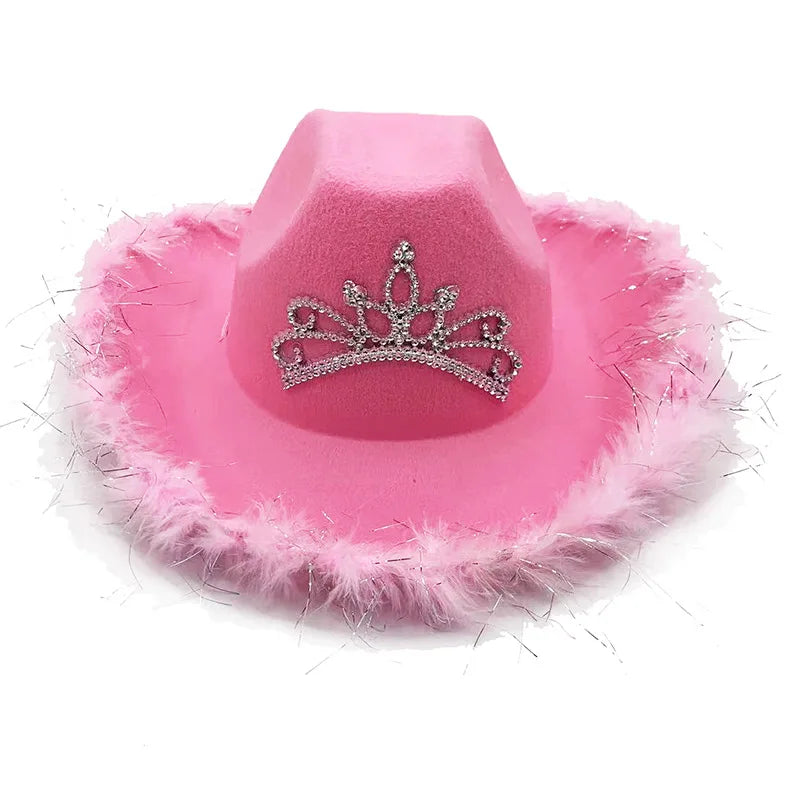 Pink Bling Cowgirl Hat Pink Sombrero Playeros Cowboy Cowgirl Hat Novelty Pink Western Cowgirl Hat