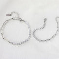 Personalized Stainless Steel Fashion Paperclip Bracelet with Adjustable Ins Zircon Girl's Party Gift Stylish Bangles