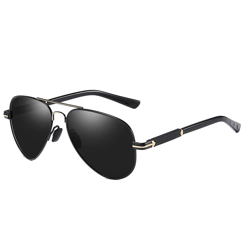 A545 Retro Custom Men's Sunglasses Handmade in China with Polarized round Pilot Lenses Silver/Grey Frame Tac Material