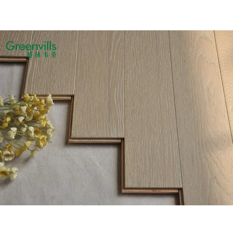 Luxury Free Sample White Oak Herringbone Plain Grey Color Stained Guangzhou Factory