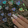 New Style Nail Stickers Heart Aurora Laser Nail Art Accessories Shiny Stars love Nail Decorations