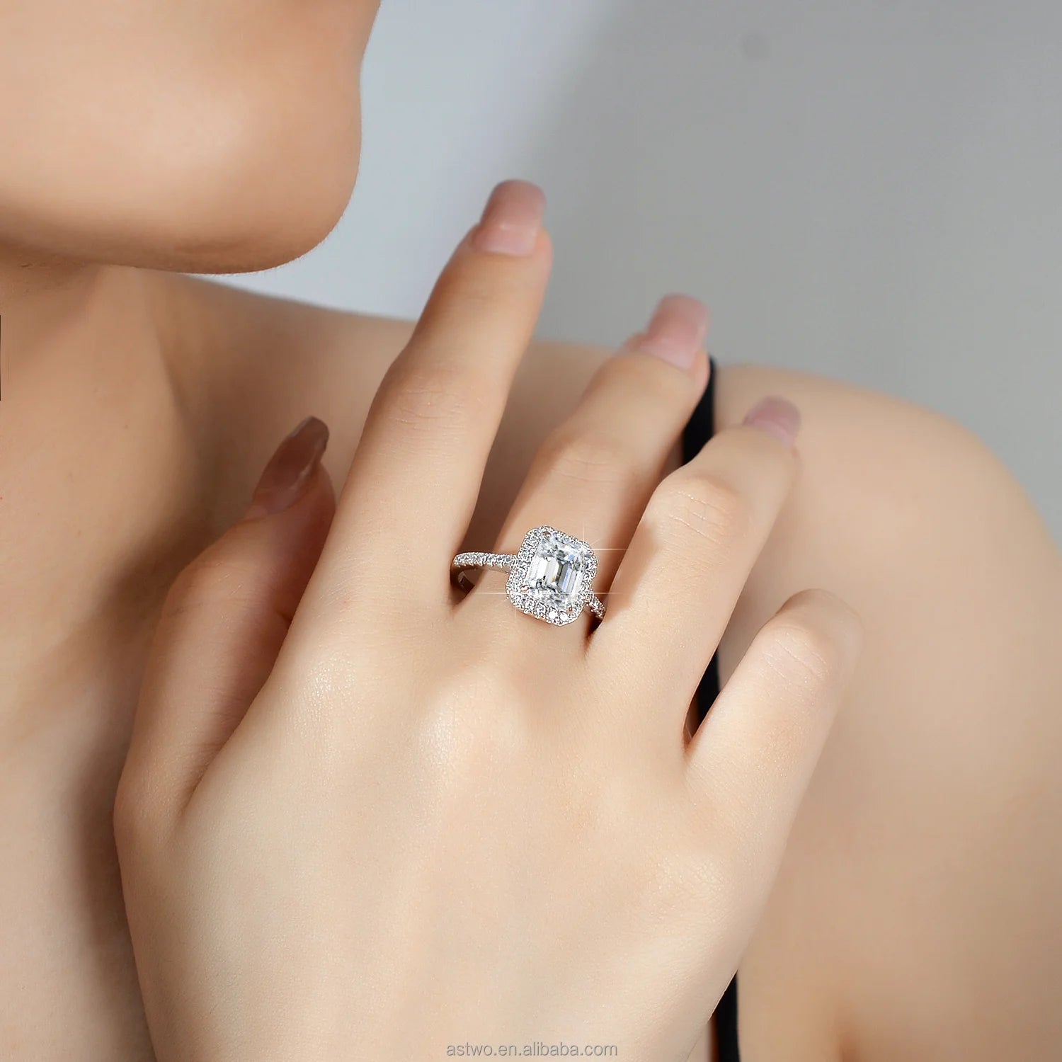 925 Sterling Sliver 1ct 2 Ct Moissanite Diamond Women Wedding Moissanite Diamond Jewelry Engagement Ring
