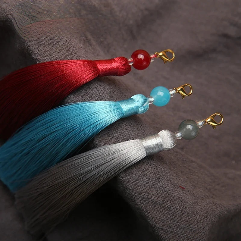 15cm Long DIY Silk Tassel Pendant Accessories for Clothing Beaded Fringe Curtain Trim for Decorative Cellphone Accessories