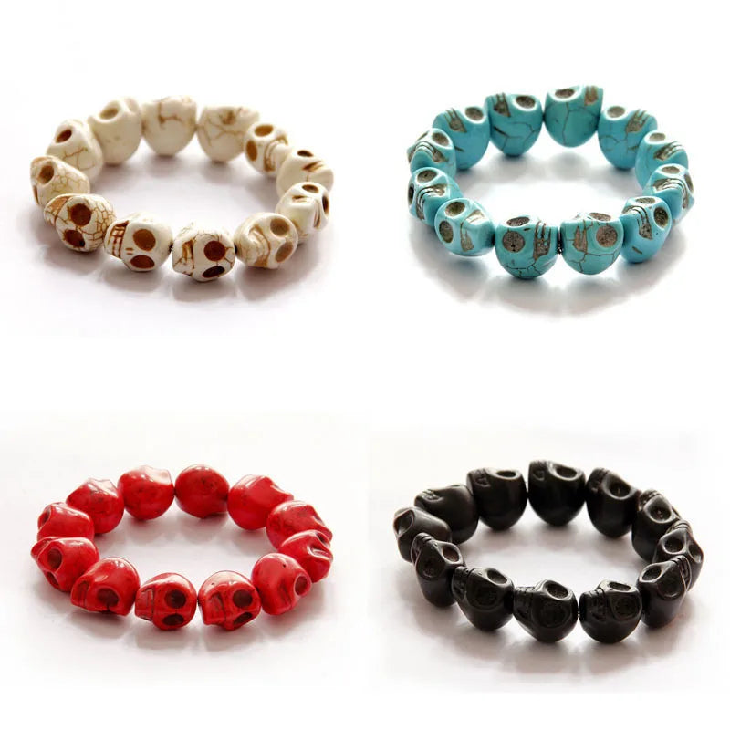 Jachon Custom Fashion Colorful Synthetic Turquoise Skull Beaded Bracelet New Style Geometric Turquoise Bracelet