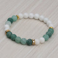 8mm Matte Fire Agate White Porcelain Beads Personalized Gold Rhinestone Spacer Accessory Simple Bracelet