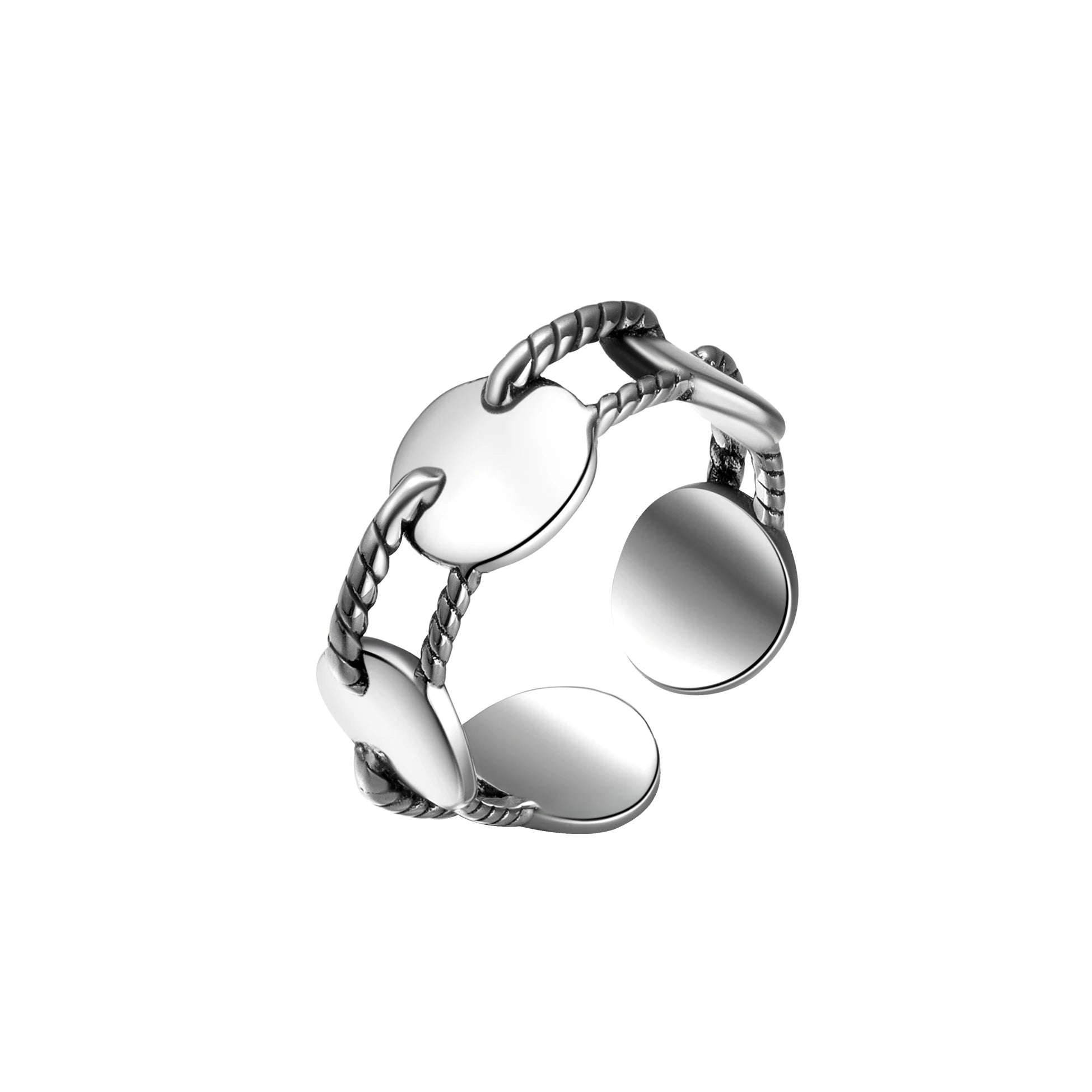 Wholesale Lots 925 Sterling Silver Ring Retro Round Shaped Rope Free Size Thai Silver Ring