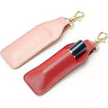 Hot Sales Lipstick Holder Keychain  Custom PU Leather Lipstick Pouch Bag  Lip Balm Cover Travel Accessories