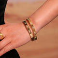 Tarnish Free Jewelry 18K Gold Plated Stainless Steel Waterproof Fashion Dainty Classic Zirconia Bangle Bracelet for Women
