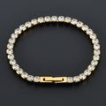Latest Hot Sale Jewelry Gold Stainless Steel Full Zircon Tennis Chain Bracelet Women
