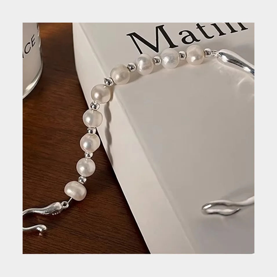 Gelang Mutiara Wholesale Stretch Pearl Pearl Silver Plated Women Copper Bracelet Splicing Delicate Custom Pearl Bracelet