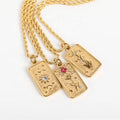 MICCI Wholesale Custom Stainless Steel Jewelry 18K Gold Plated Vintage Zircon Cards Pendant Necklace for Women