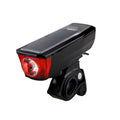 Intelligent 350lm Solar Black LED Bicycle Headlight with Battery USB Charging IPX4 Waterproof MTB and Horn Bike Riding Equipment