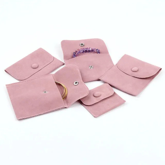 Luxury Custom Logo Velvet Jewelry Pouches Bag with Button for Gift Packaging MegaBDM