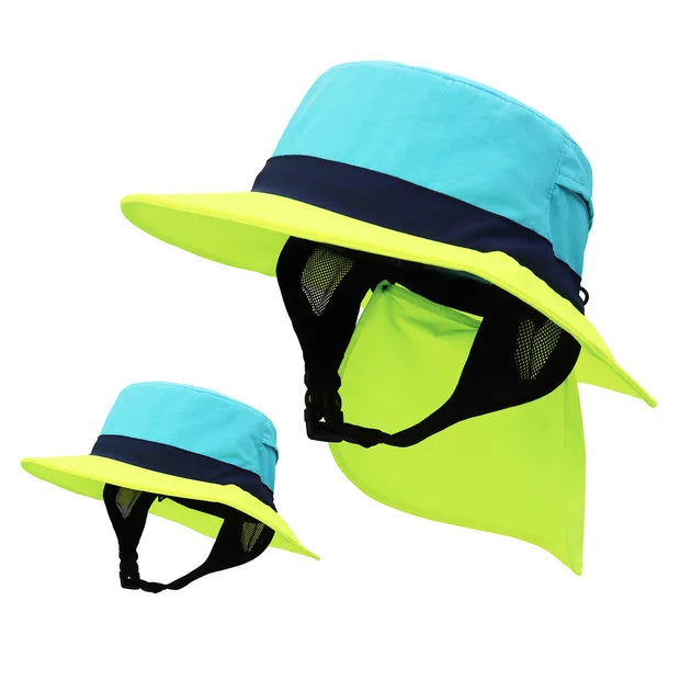Summer UPF50+ Neck Protection Hat Quick-drying Fisherman Hat Water Sports Bucket Surf Hats with Neck Flap