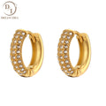Fashion Gold Plated Jewelry Cubic Zircon Thick C Shaped Earring Stainless Steel CZ Chunky Hoop Earrings Women Christmas Gift