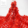 2026 Latest Design Red Embroidered Net 3d Floral Sequin Lace Aplique Bridal Fabric