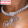 NEW Fashion Personalized Cursive Letters A-Z Pendant& Necklace Hip Hop Cubic Zircon Charm Jewelry for Men Women Gifts