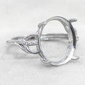 Sterling Silver 12*15mm Semi Mount Ring Empty Frame Blank Support Claws Setting S925 Base Holder Without Center Stone for Inlay