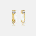 FUAMAY Pendientes Plata Teardrop Sterling Silver CZ Zirconia Tassel Earrings Clear Baguette Stone Studs Earrings for Woman