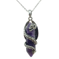 Chinese New Stainless Steel Dragon Wrapped Natural Rose Quartz Amethyst Couple Pendant Necklace With Reasonable Price