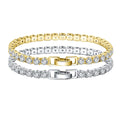 RINNTIN SB93 Luxury Jewelry S925 Sterling Silver Bracelet With 4mm Cubic Zirconia CZ 14K Gold Plated Tennis Bracelet