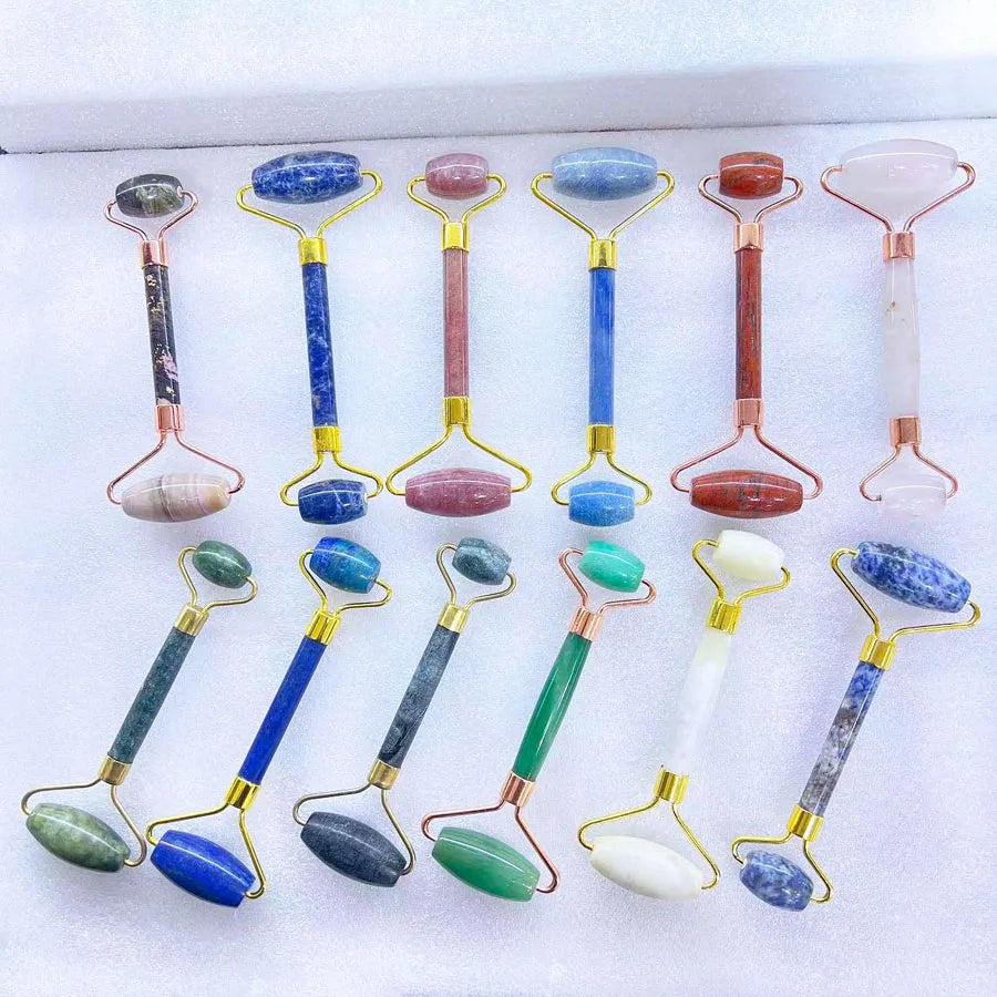 Wholesale White Opal Jade Stone Face Facial Care Kit Anti Aging Therapy Massager Xiuyan Green Jade Roller Tools
