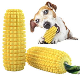 Interactive Corn Dog Chew Toy TPR Dental Cleaning Dog Toy with Strong Suction Cup and Cotton Rope