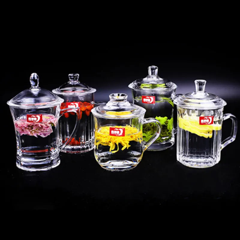 Custom Wide Mouth Glass Coffee and Tea Tumblers with Glass Lid