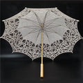 White Wedding Umbrella with Sun Lace Fantastic Lady Style Manual Control Straight Pattern