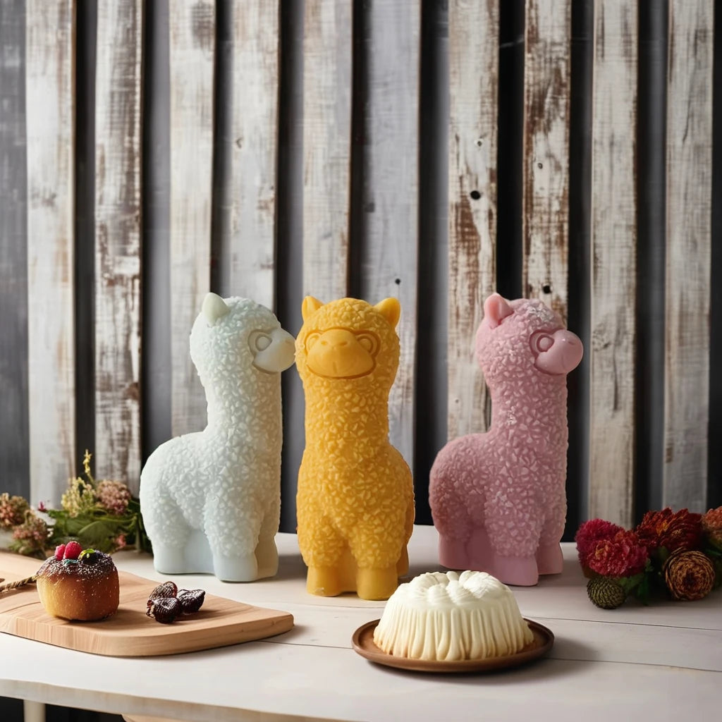 J10117 DIY Animal Series Sheep Alpaca Shape Silicone Mold Creative Aromatherapy Candle Mold Soap Painting Plaster Silicone Molds