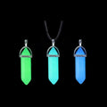 Simple Hexagonal Column Opal Agate Pendant Crystal Necklace Natural Stone Charm Leather Rope Luminescence Energy Necklace
