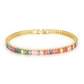 Simple Fashion Geometric 18K Gold Plated Brass Women's Punk Style Charm Crystal Tennis Chain Zircon Bracelet-Wedding Anniversary