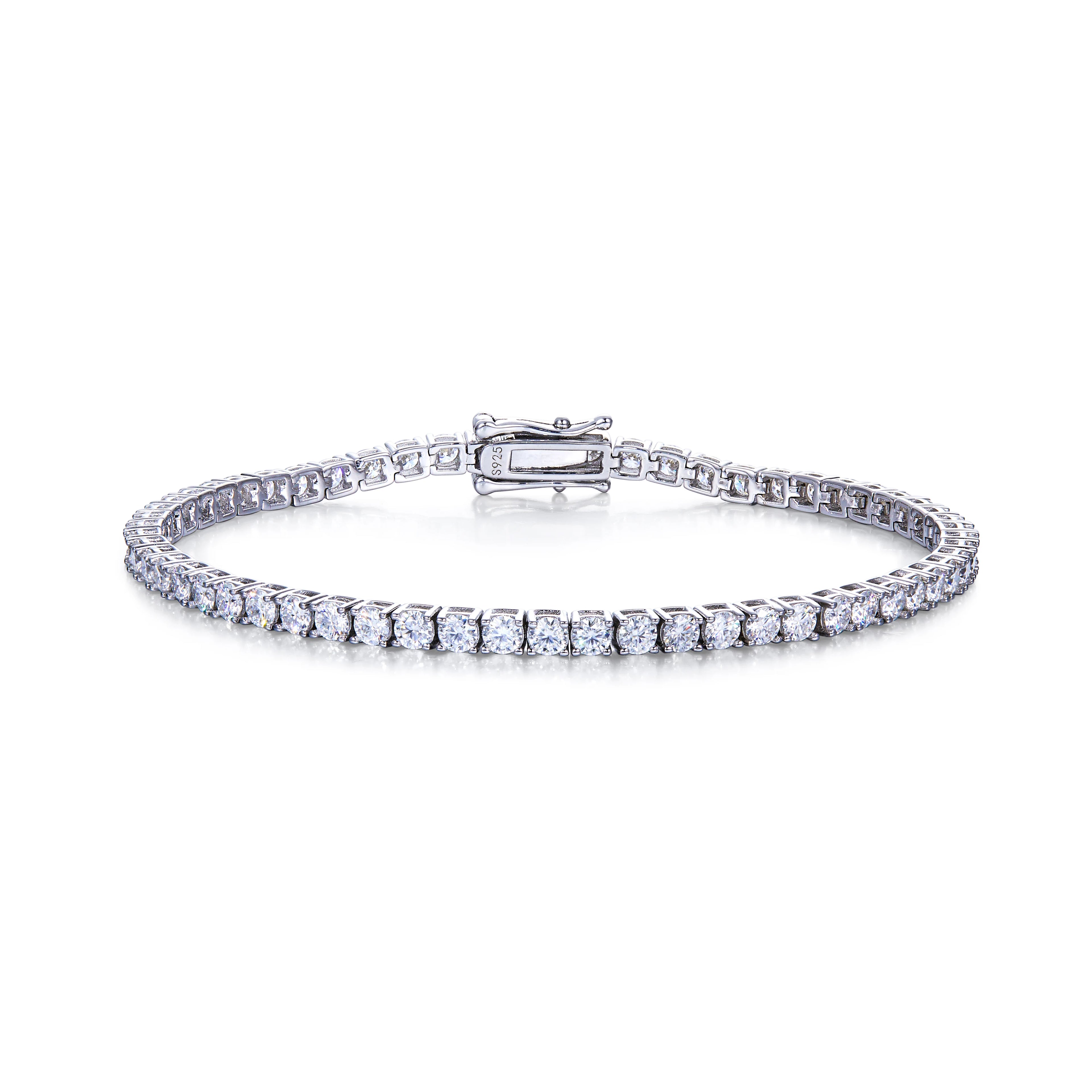 OUGEPHELI S925 Sterling Silver Moissanite Tennis Bracelet Vvs Moissanite Tennis Bracelet Valentines Day Gift for Men and Women