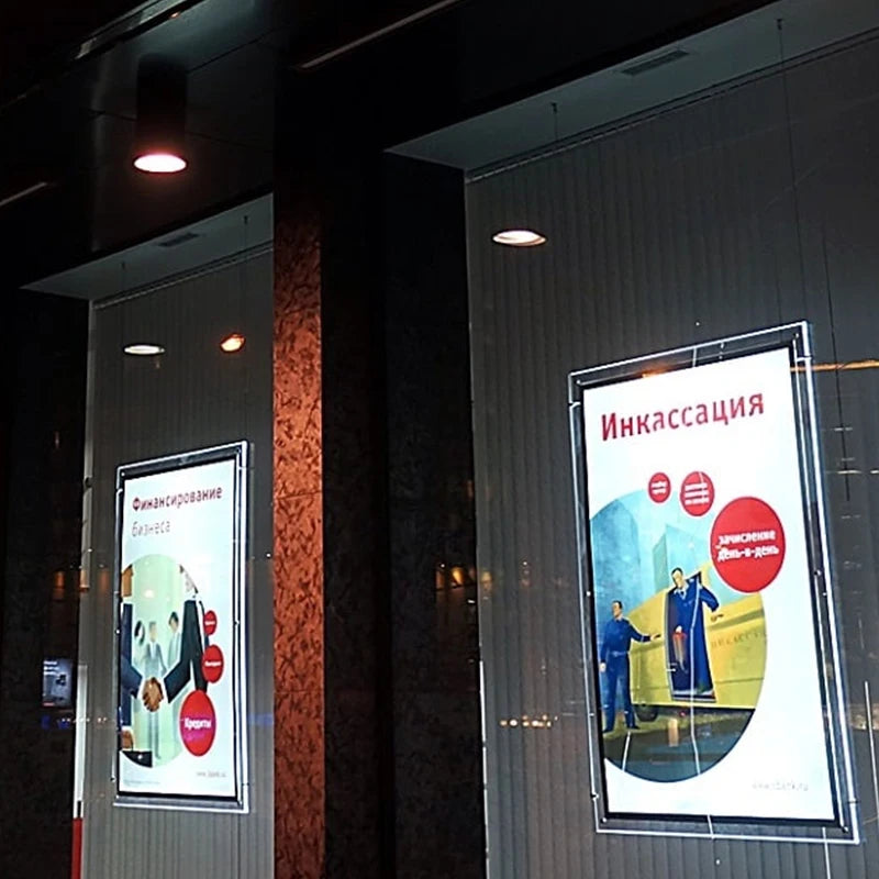 A4 A3 Crystal Led Frames Illuminated Light Box Ultra Thin Hanging Real Estate Agent Light Box