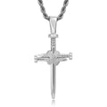 Hot Selling Micro-Set Zircon Nail-Shaped Cross Pendant Trendy Stainless Steel Hip Hop Necklace with Gold Plating for Men Women