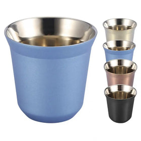 Colorful Sample Available 80ml/150ml Gift Metal Stainless Double Wall Espresso Cups Coffee Mugs Custom Printing logo