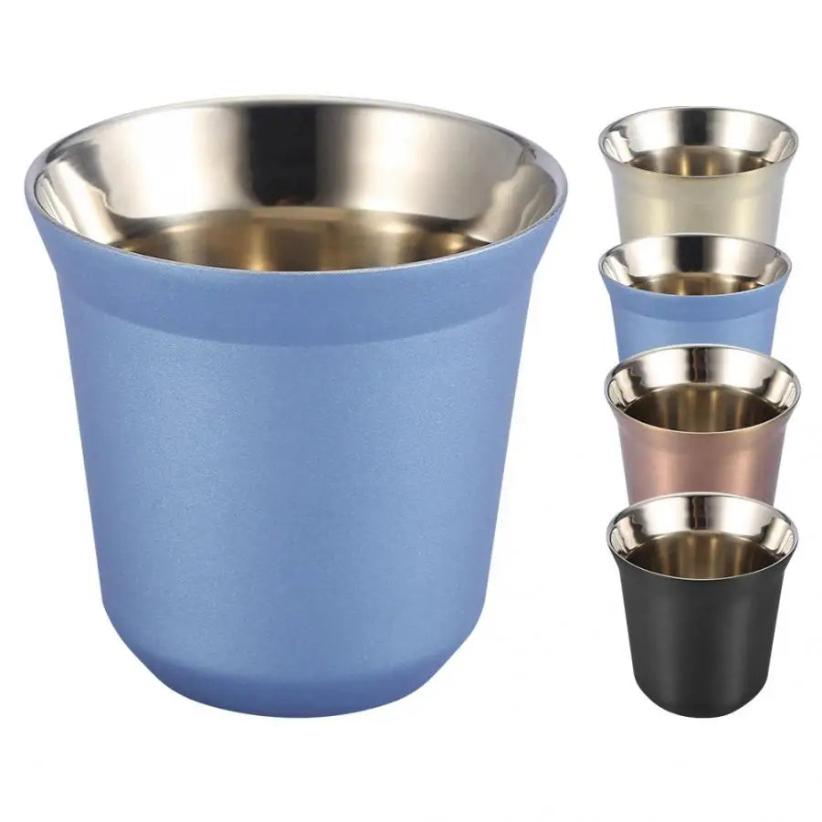 Colorful Sample Available 80ml/150ml Gift Metal Stainless Double Wall Espresso Cups Coffee Mugs Custom Printing logo