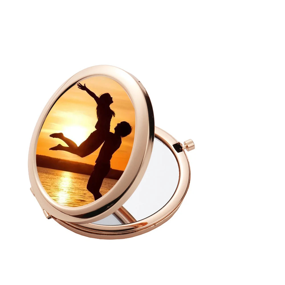 DIY Sublimation Folding Metal Compact Zinc Alloy Decorative Custom Logo Makeup Mirror