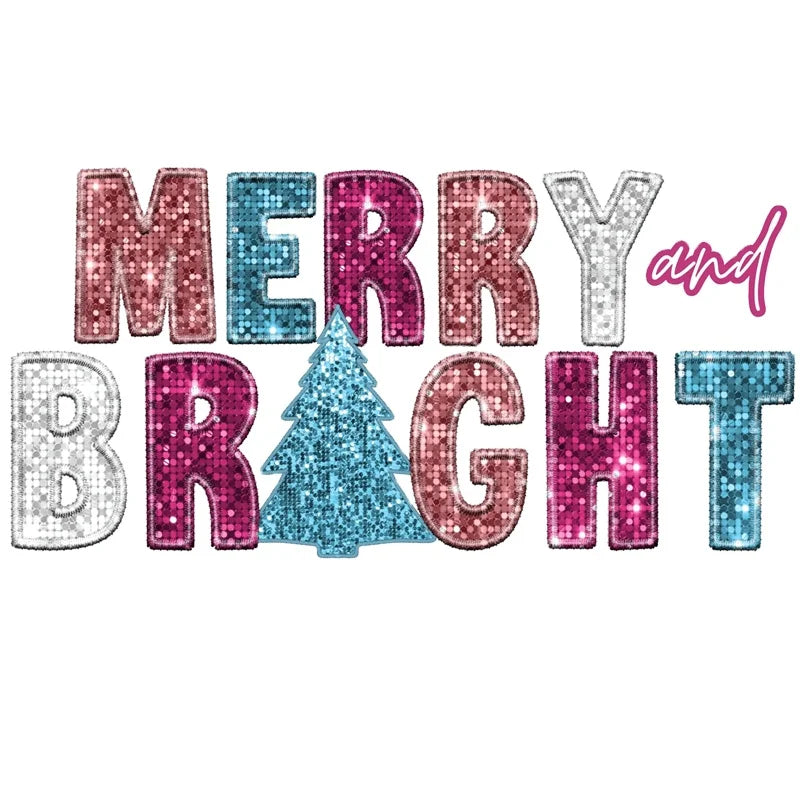Christmas Glitter Design T-shirt Heat Transfer Sticker Iron on Flock Patch Customized Screen Print Transfers Ready to Press